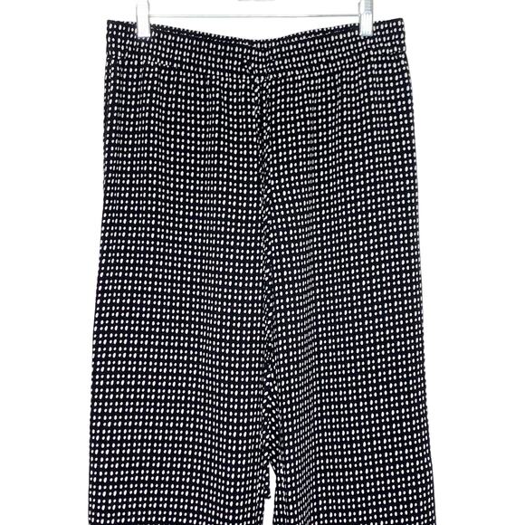 LOFT Wide Leg Polka Dot Dress Pants Ankle Trousers High Rise Black White Size S - Picture 3 of 7